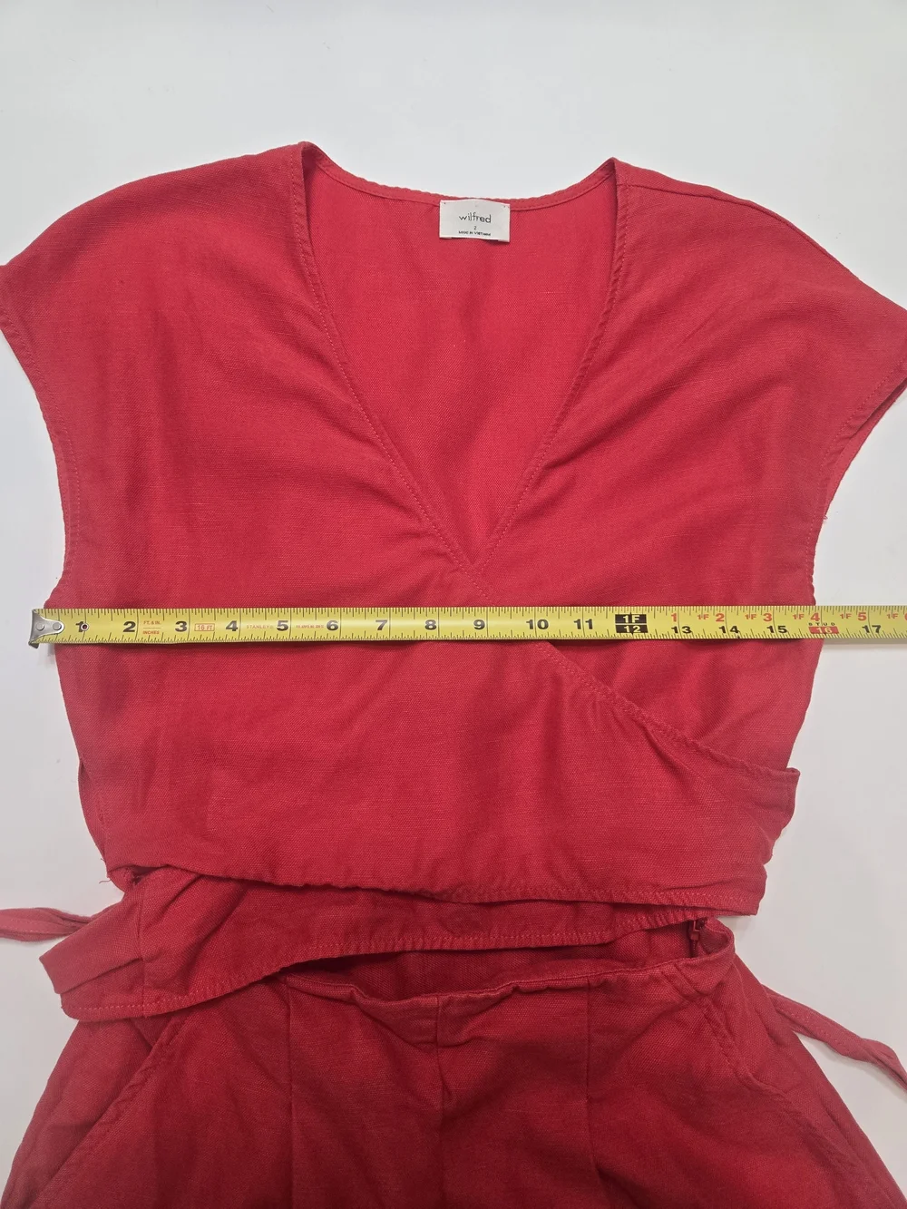 Wilfred Red Wide-Leg Crop Jumpsuit with Wrap Top Size 2